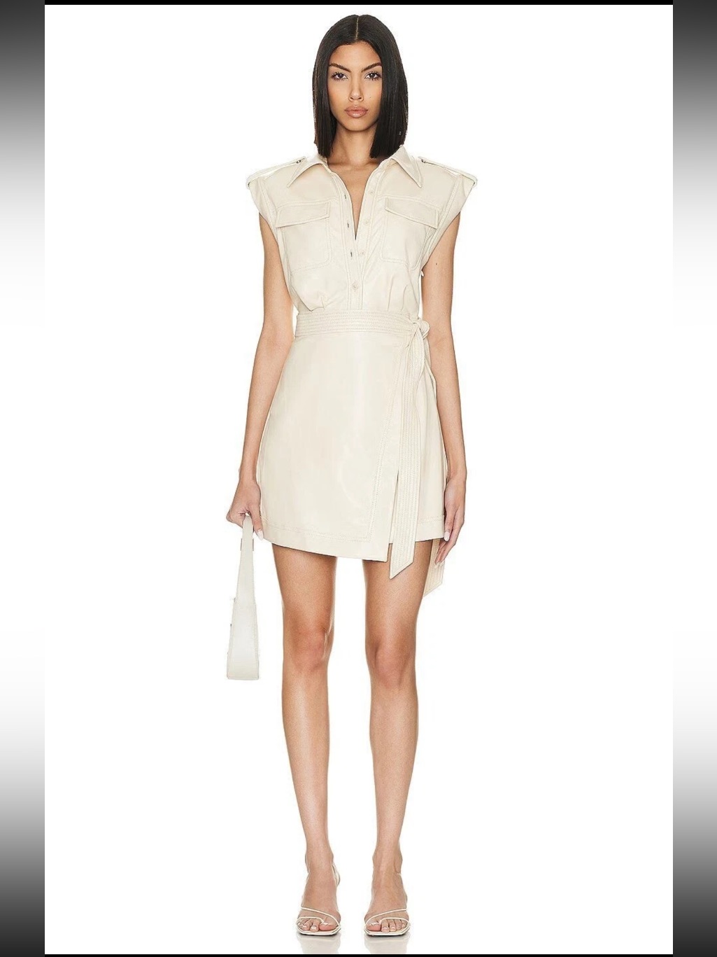 Nwt Simkhai Lourdes Ceramic Lourdes Faux Leather Utility Dress - Size 4